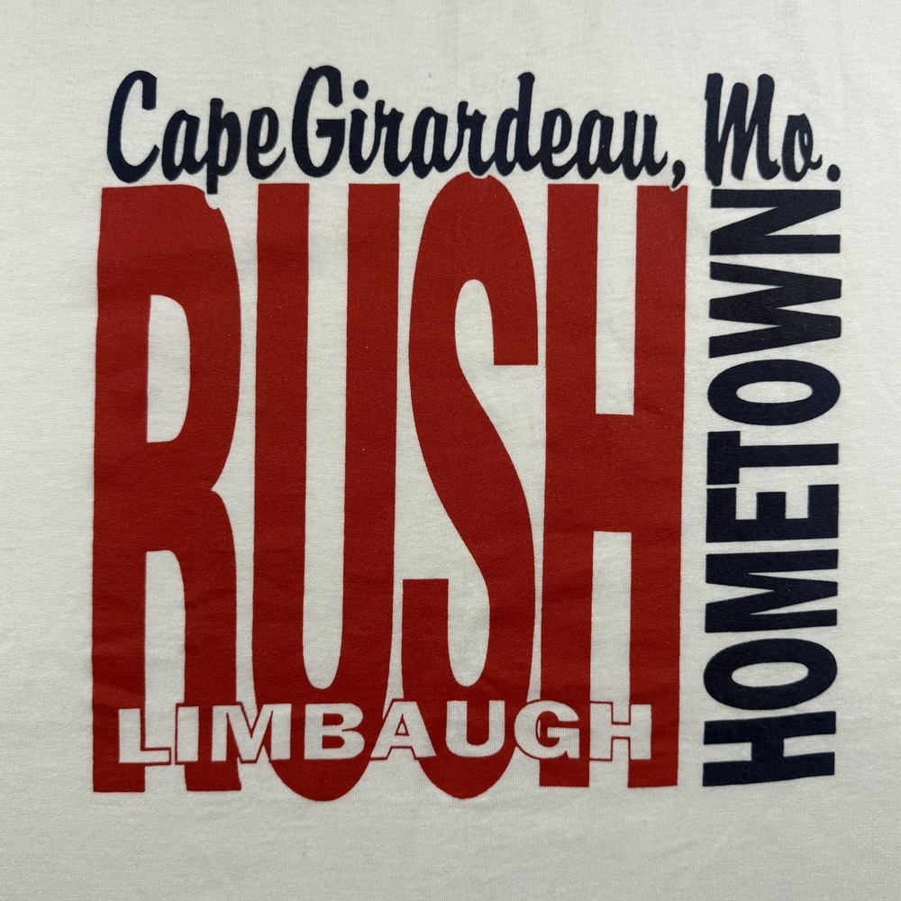 Vintage Rush Limbaugh Shirt‎ Mens XL White Cape Girardeau Hometown 90s Tee